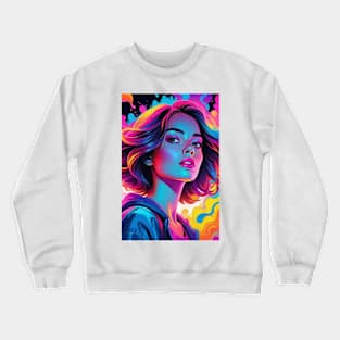 An Illustration of a Woman's Psychedelic Vision - colorful Crewneck Sweatshirt